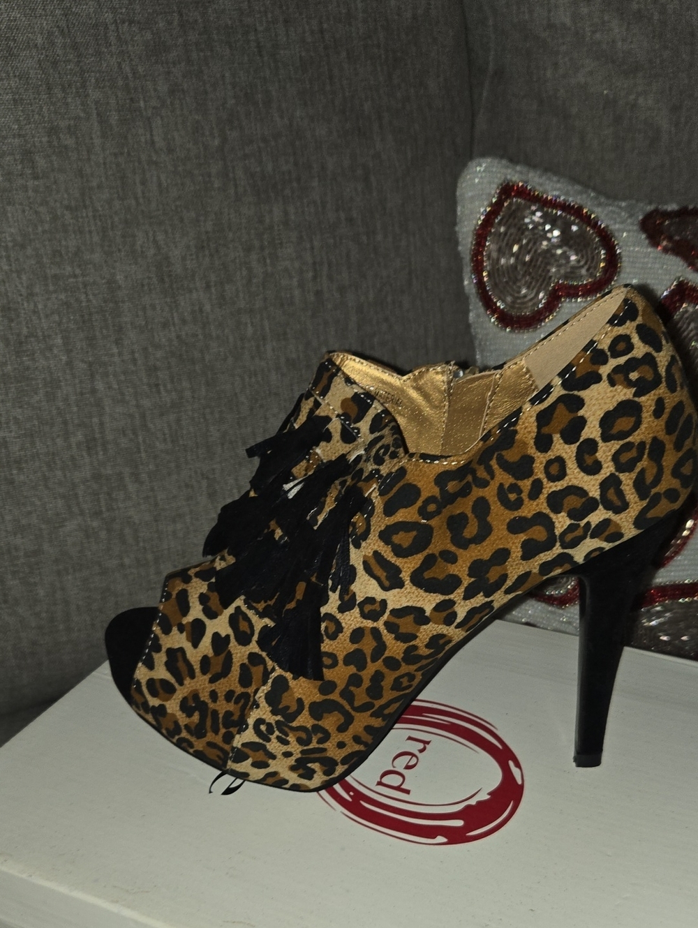 Leopard Print Peep-Toe High Heel Bootie - Black & Brown